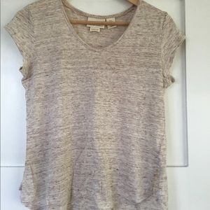 Linen cap-sleeve tee shirt